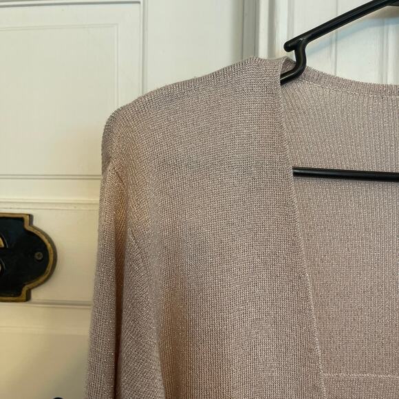 Chicos Beige Metallic Sparkle Open Cardigan size 2 Good condition - Picture 4 of 8